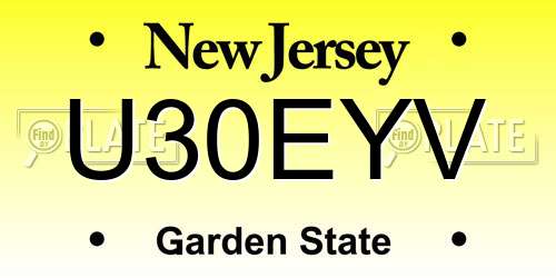 U30EYV New Jersey License Plate
