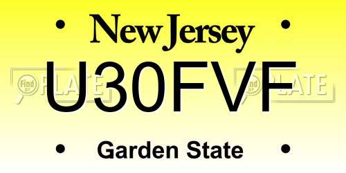 U30FVF New Jersey License Plate