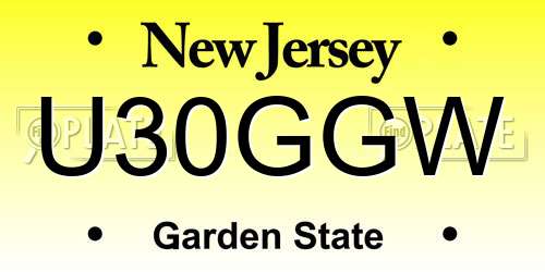 U30GGW New Jersey License Plate