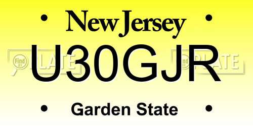 U30GJR New Jersey License Plate