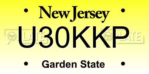 U30KKP New Jersey License Plate
