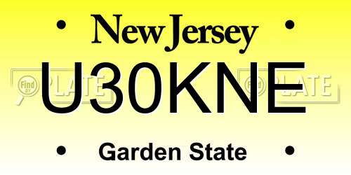 U30KNE New Jersey License Plate