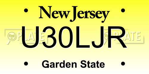 U30LJR New Jersey License Plate
