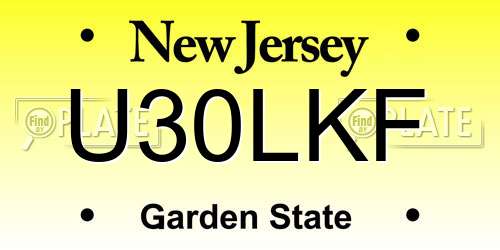 U30LKF New Jersey License Plate