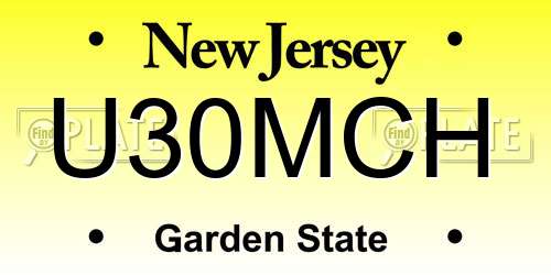 U30MCH New Jersey License Plate