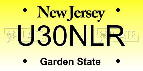 U30NLR New Jersey License Plate