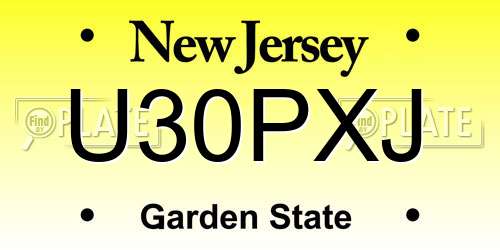U30PXJ New Jersey License Plate