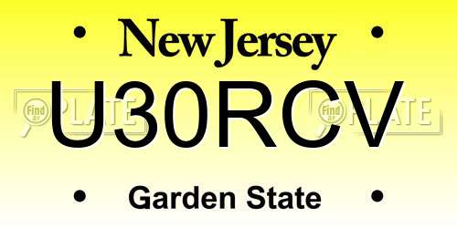 U30RCV New Jersey License Plate