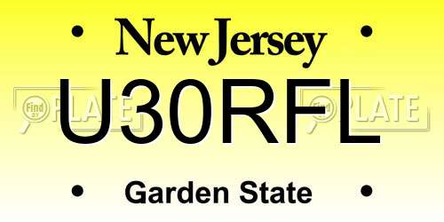 U30RFL New Jersey License Plate