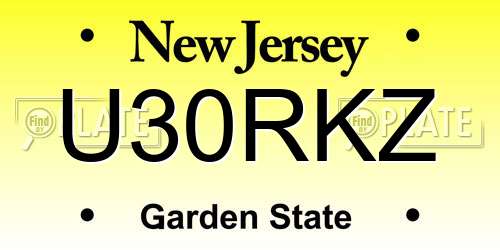 U30RKZ New Jersey License Plate