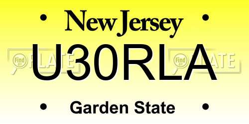 U30RLA New Jersey License Plate