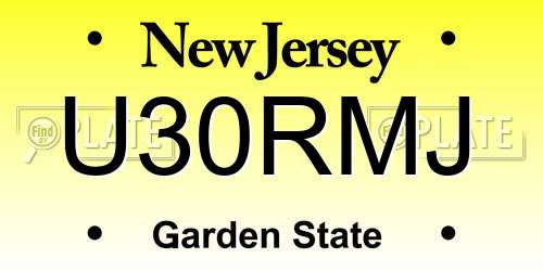 U30RMJ New Jersey License Plate