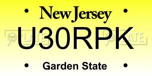 U30RPK New Jersey License Plate