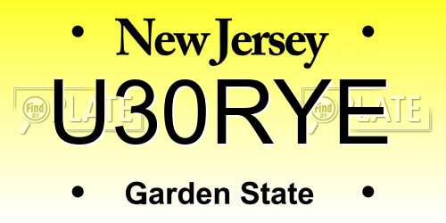 U30RYE New Jersey License Plate