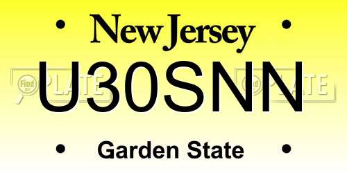 U30SNN New Jersey License Plate