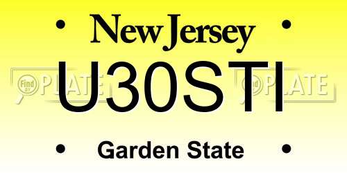 U30STI New Jersey License Plate