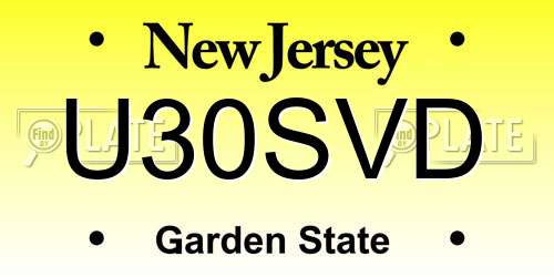 U30SVD New Jersey License Plate
