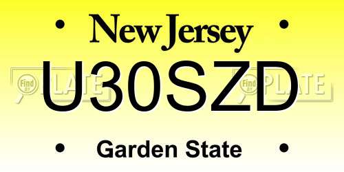 U30SZD New Jersey License Plate