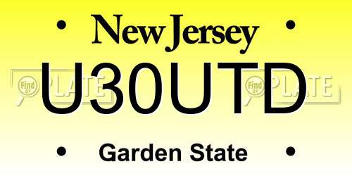 U30UTD New Jersey License Plate