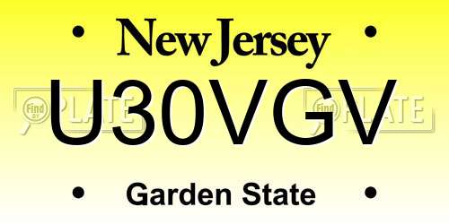 U30VGV New Jersey License Plate