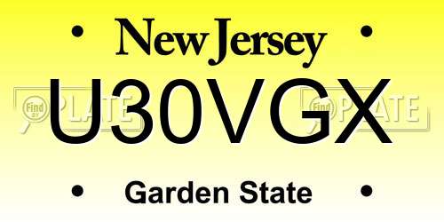 U30VGX New Jersey License Plate