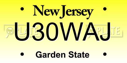 U30WAJ New Jersey License Plate