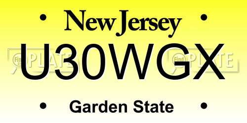 U30WGX New Jersey License Plate