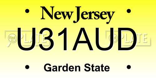 U31AUD New Jersey License Plate