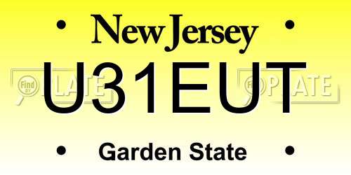 U31EUT New Jersey License Plate