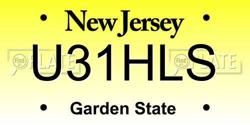U31HLS New Jersey License Plate