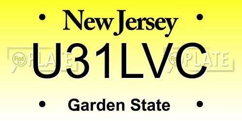 U31LVC New Jersey License Plate