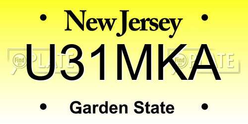 U31MKA New Jersey License Plate