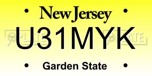 U31MYK New Jersey License Plate