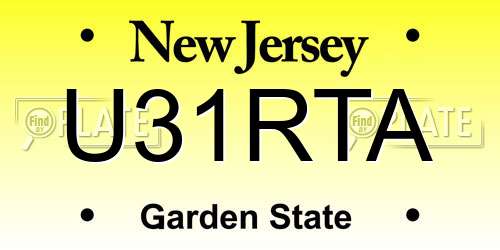 U31RTA New Jersey License Plate