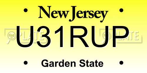 U31RUP New Jersey License Plate