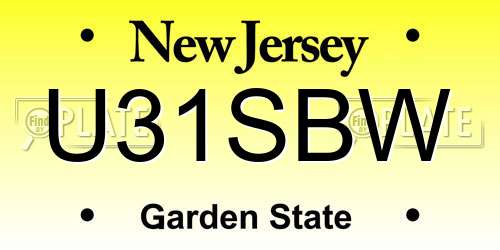 U31SBW New Jersey License Plate