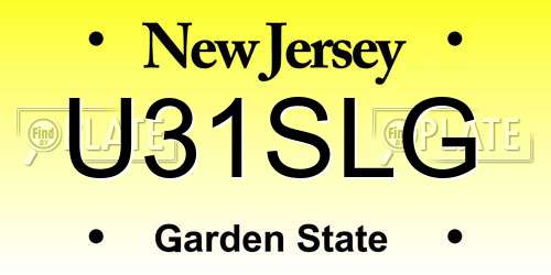 U31SLG New Jersey License Plate