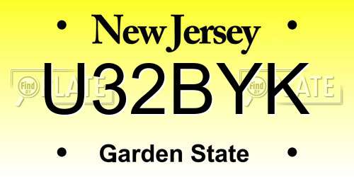 U32BYK New Jersey License Plate