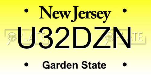 U32DZN New Jersey License Plate