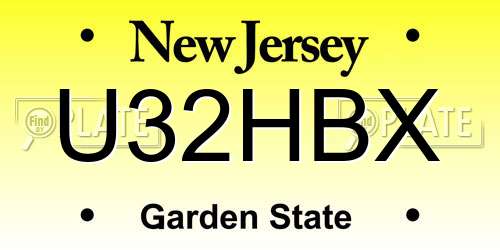 U32HBX New Jersey License Plate
