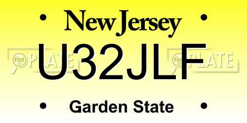 U32JLF New Jersey License Plate