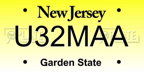 U32MAA New Jersey License Plate