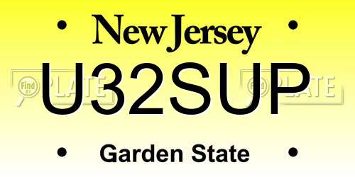 U32SUP New Jersey License Plate