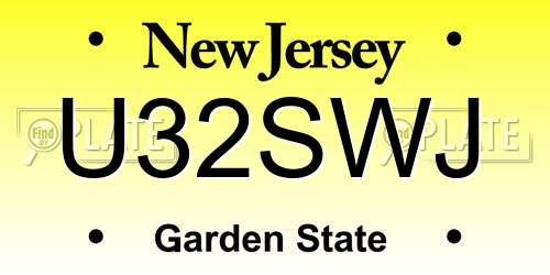 U32SWJ New Jersey License Plate