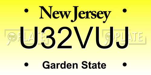 U32VUJ New Jersey License Plate