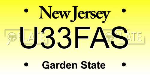 U33FAS New Jersey License Plate