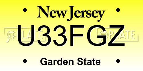 U33FGZ New Jersey License Plate