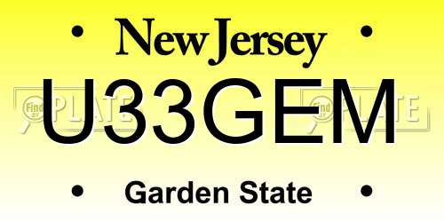 U33GEM New Jersey License Plate