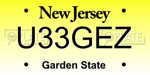U33GEZ New Jersey License Plate