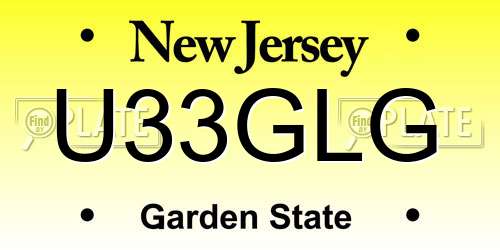 U33GLG New Jersey License Plate